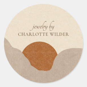 Boho Terracotta Sand Abstract Handmade Jewelry  Classic Round Sticker