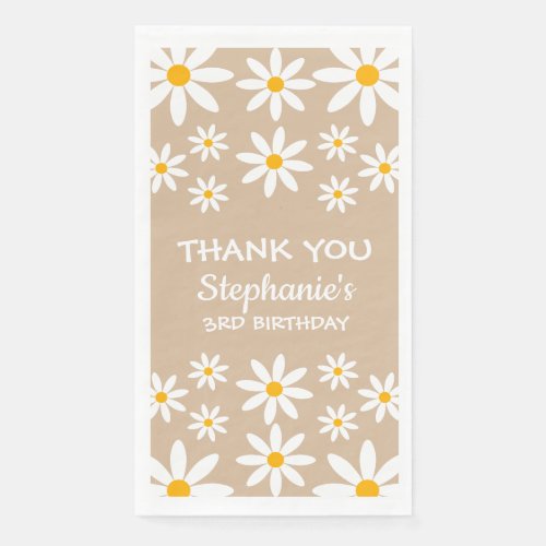 Boho Terracotta Sand Retro Daisies Birthday Party  Paper Guest Towels