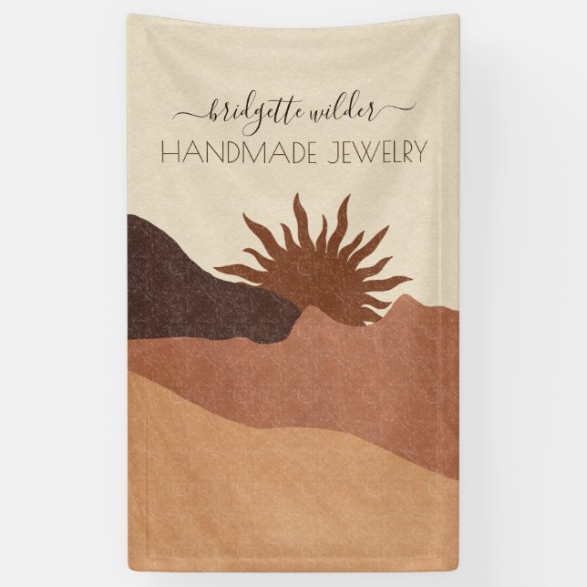 Boho Terracotta Sand Sun Handmade Jewelry Business Banner (Vertical)