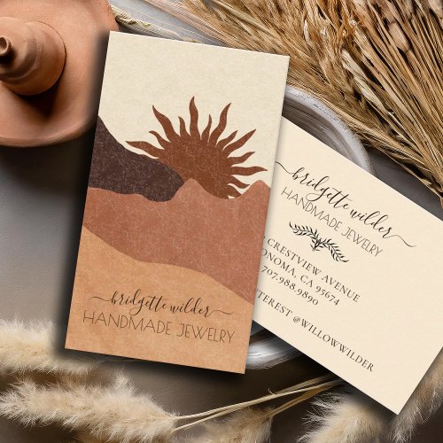 Boho Terracotta Sand Sun Handmade Jewelry Business Card