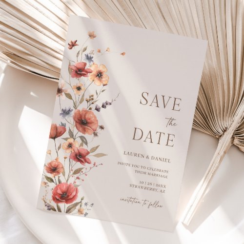 Boho Terracotta Save The Date Wedding Invitation