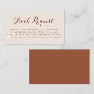 Boho Terracotta Script Baby Shower Book Request Enclosure Card