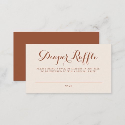 Boho Terracotta Script Baby Shower Diaper Raffle Enclosure Card