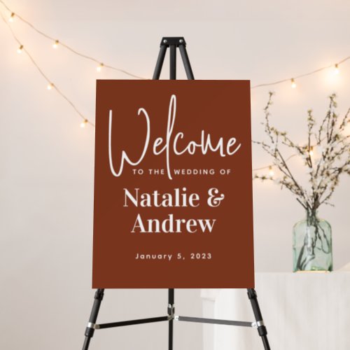 Boho Terracotta Script Wedding Welcome Sign