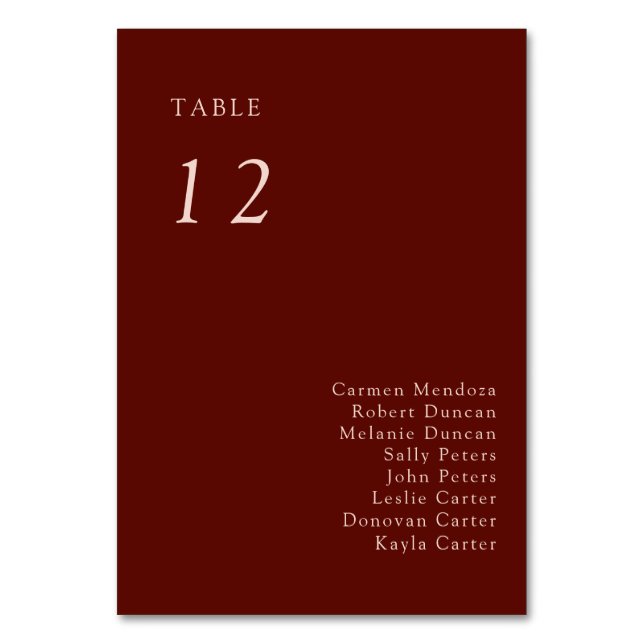 Boho Terracotta Seating Chart Wedding Copper Table Number (Front)