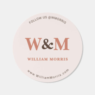 Boho Terracotta Social Media Monogram Follow Us Classic Round Sticker