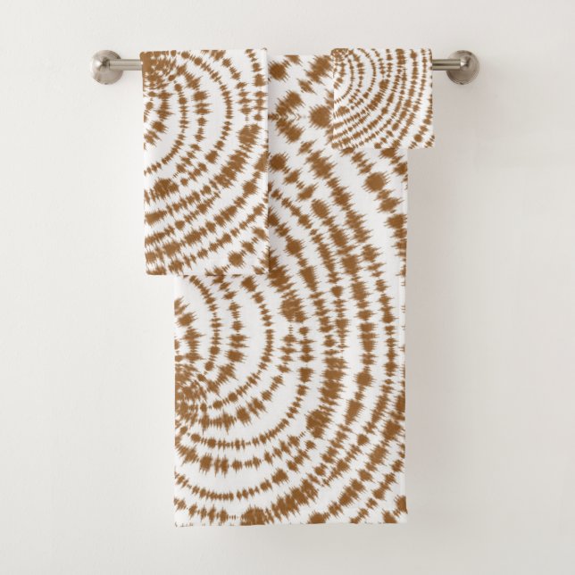 Boho Terracotta Spiral Pattern Bath Towel Set (Insitu)