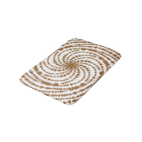Boho Terracotta Spiral Pattern Tie Dye Bath Mat