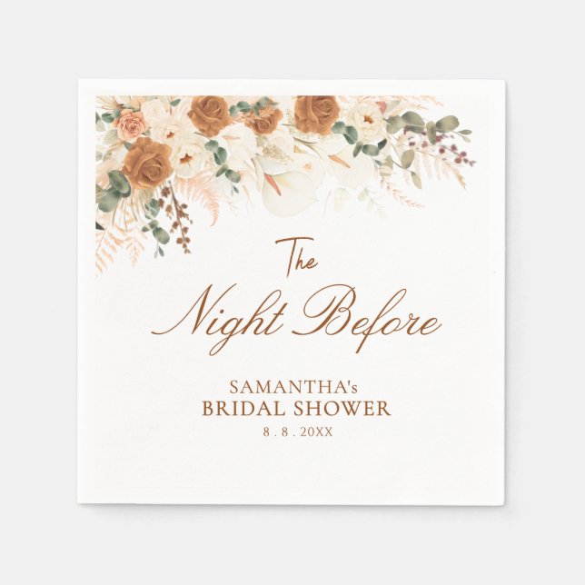 Boho Terracotta The Night Before Bridal Shower Napkins (Front)