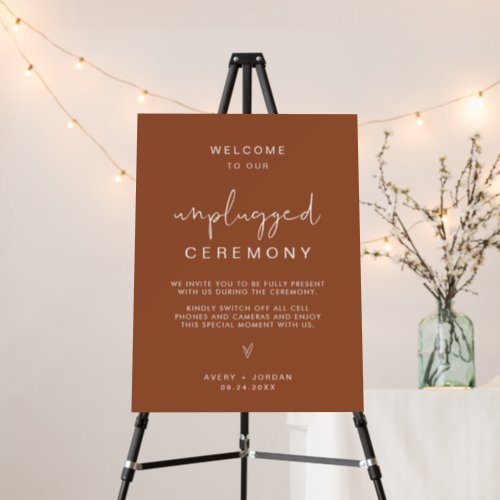 Boho Terracotta Unplugged Ceremony Welcome Sign