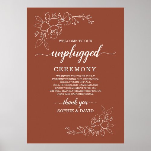 Boho Terracotta Unplugged Wedding Ceremony Sign