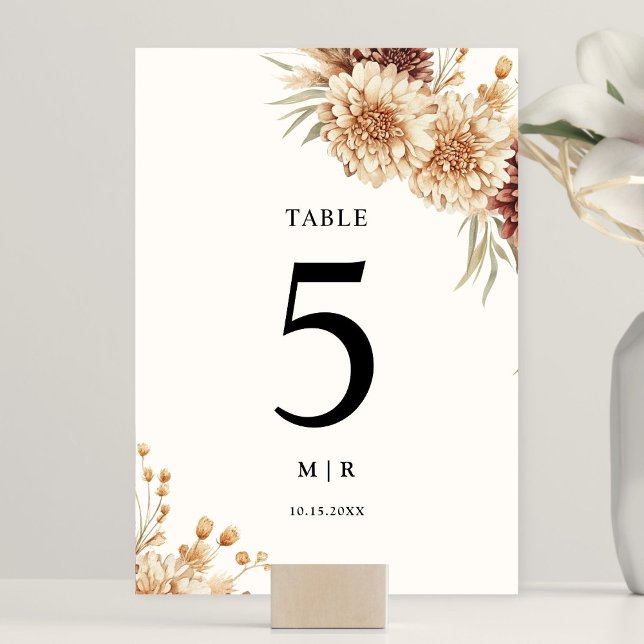 Boho Terracotta Vintage Floral Wedding Table Number (Creator Uploaded)