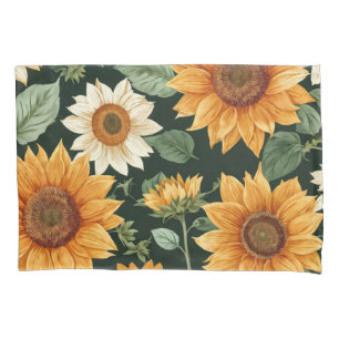 Boho Terracotta Vintage Sunflower Pattern Pillow Case