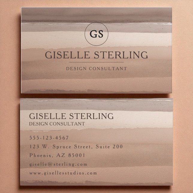 Boho Terracotta Watercolor Abstract Monogram Business Card (Creator Uploaded)