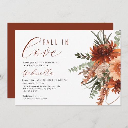 Boho Terracotta Watercolor Floral Bridal Shower Invitation