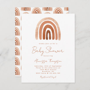Boho Terracotta Watercolor Rainbow Baby Shower Invitation