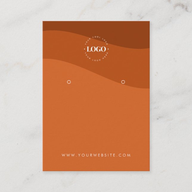 Boho Terracotta Waves Custom Logo Earring Display Business Card (Front)
