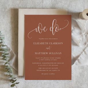 Boho Terracotta We Do Modern Calligraphy Wedding Invitation