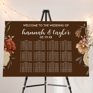 Boho Terracotta Wedding 12 Table Seating Chart Foam Board