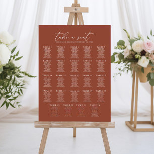 Boho Terracotta Wedding 24 Table Seating Chart Foam Board