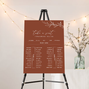 Boho Terracotta Wedding Banquet Seating Chart Foam Board