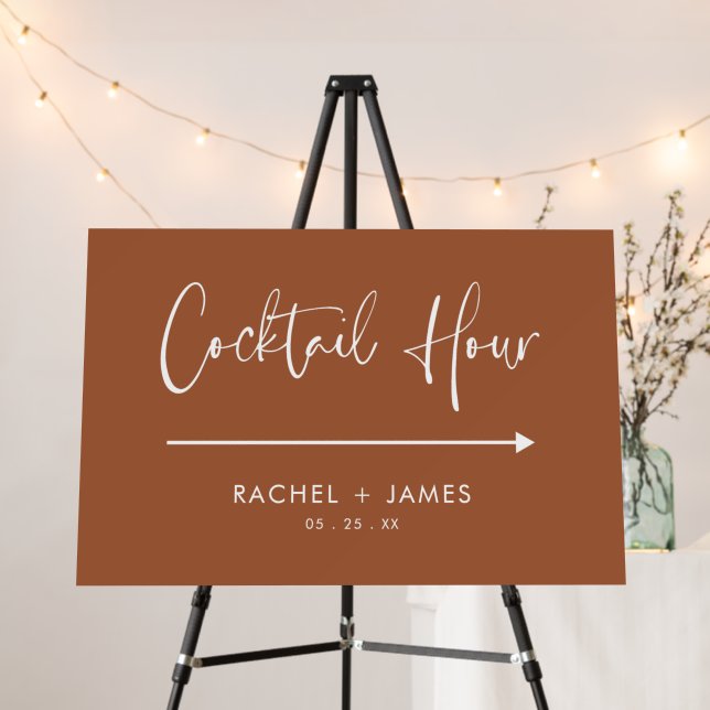 Boho Terracotta Wedding Cocktail Hour Sign (In Situ (Stand))