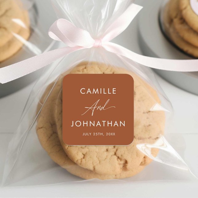 Boho Terracotta Wedding Label (Boho Terracotta Wedding Favor Stickers)