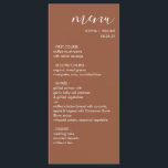 Boho Terracotta Wedding Menu<br><div class="desc">This modern terracotta wedding menu features a minimalist design with an earthy,  boho desert color scheme and clean,  modern typography. Terracotta is a new color trending for 2021 and is a lovely,  saturated warm,  neutral tone. A coordinating wedding suite is available.</div>
