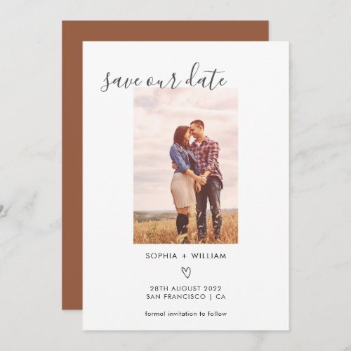 Boho Terracotta Wedding Photo Save The Date