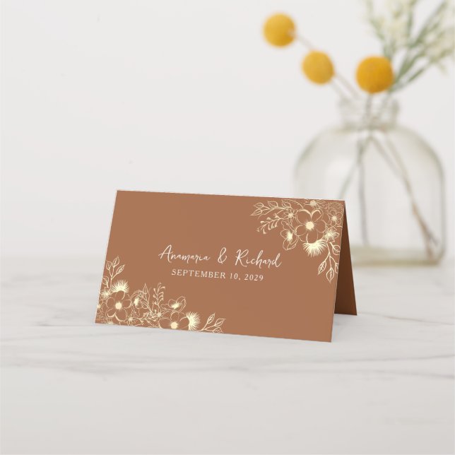 Boho Terracotta Wedding Place Card (Back)