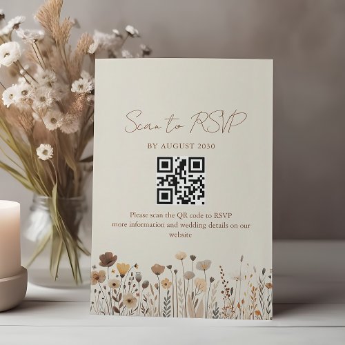 Boho Terracotta Wedding QR Code RSVP Card