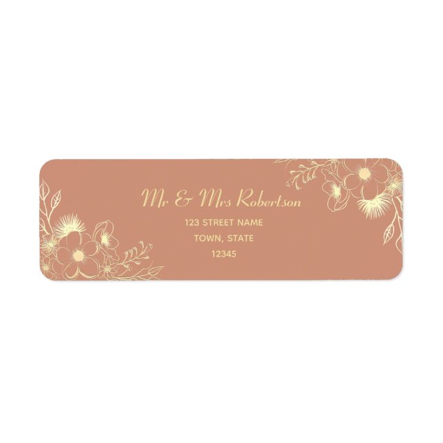 Boho Terracotta Wedding Return Address Label (Front)