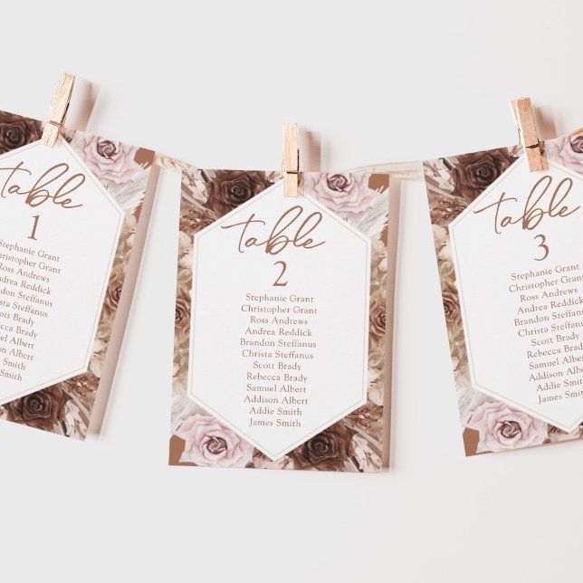Boho Terracotta Wedding Table Seating Chart Cards (Creator Uploaded)