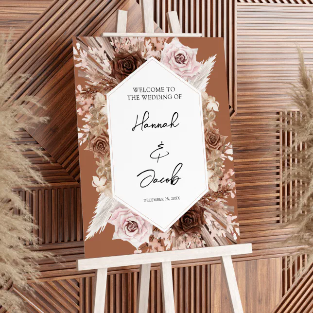 Boho Terracotta Wedding Welcome Sign | Zazzle