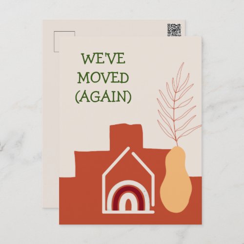 Boho Terracotta Weve Moved Again New Address Holiday Postcard