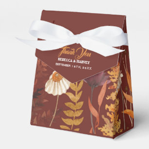 Boho Terracotta Wildflower Autumn Fall Wedding Favor Boxes