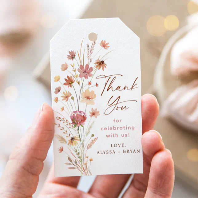 Boho Terracotta Wildflower Baby Shower Gift Tags | Zazzle
