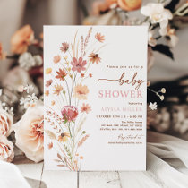 Boho Terracotta Wildflower Baby Shower Invitation