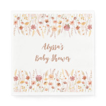 Boho Terracotta Wildflower Baby Shower Napkins