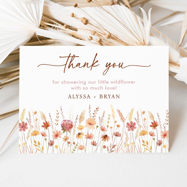 Boho Terracotta Wildflower Baby Shower Thank You Card (Creator Uploaded)