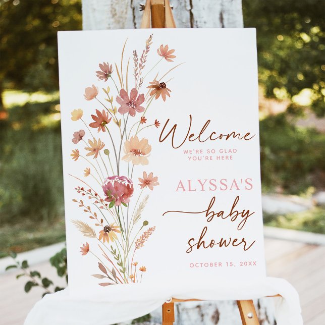 Boho Terracotta Wildflower Baby Shower Welcome Foam Board (Creator Uploaded)