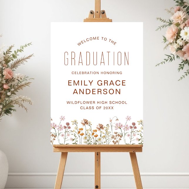 Boho Terracotta Wildflower Graduation Welcome Foam Board (Creator Uploaded)