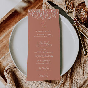 Boho Terracotta Wildflower Monogram Wedding Menu