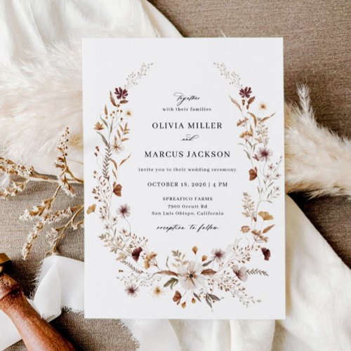 Boho Terracotta Wildflower Wedding Invitation