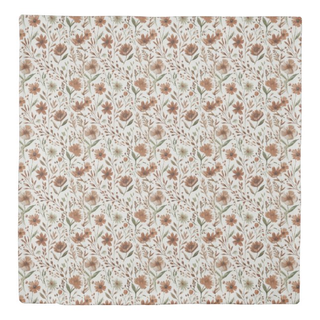 Boho terracotta Wildflowers Pattern Duvet Cover (Front)