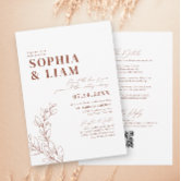 Neutral Earthy Taupe Floral Wood QR Code Wedding Invitation, Zazzle