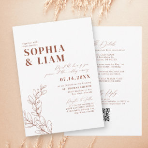 Boho Terracotta With RSVP QR Code Wedding Invitation
