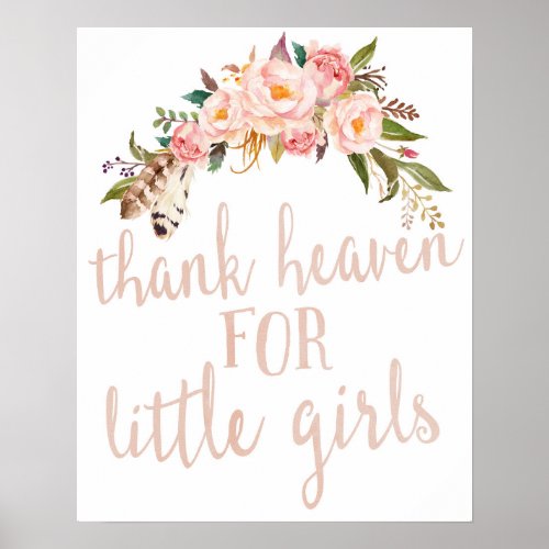 Boho Thank Heaven For Little Girls Poster Print