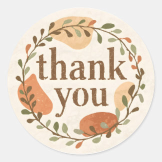Boho Thank You Classic Round Sticker