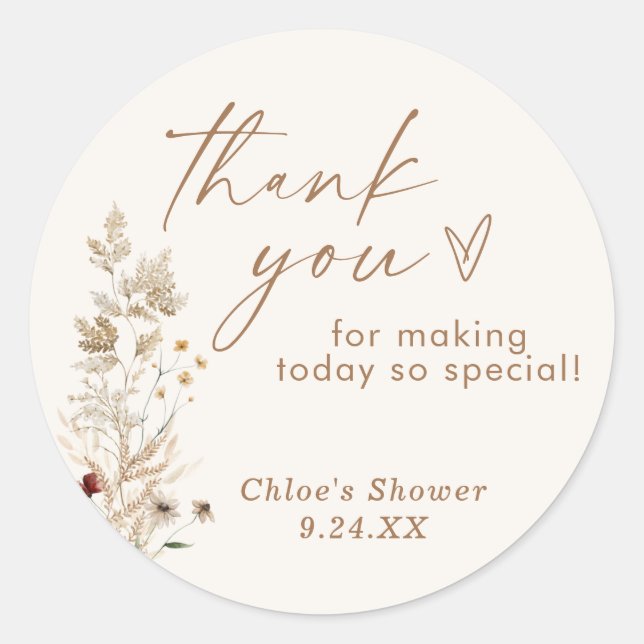 Boho Thank You Favor Sticker (Front)